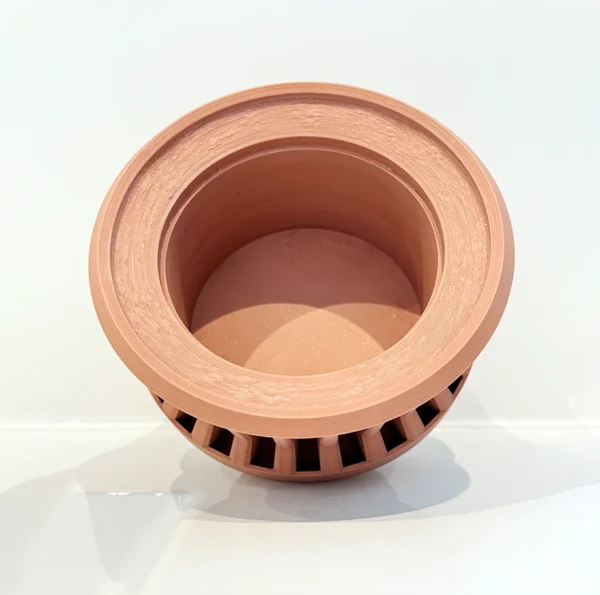 3D Printed Wood Textured Vase (Terracotta Geometric Bowl)