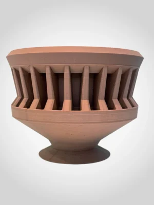 3D Printed Wood Textured Vase (Terracotta Geometric Bowl)