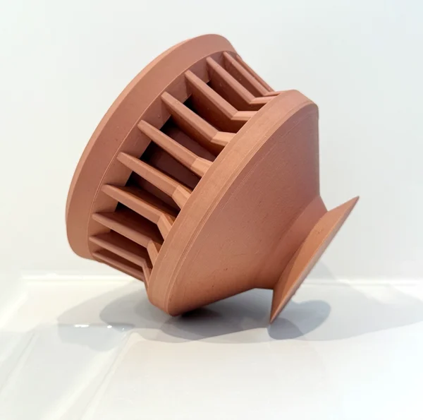 3D Printed Wood Textured Vase (Terracotta Geometric Bowl)
