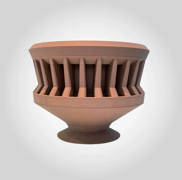 3D Printed Wood Textured Vase (Terracotta Geometric Bowl)