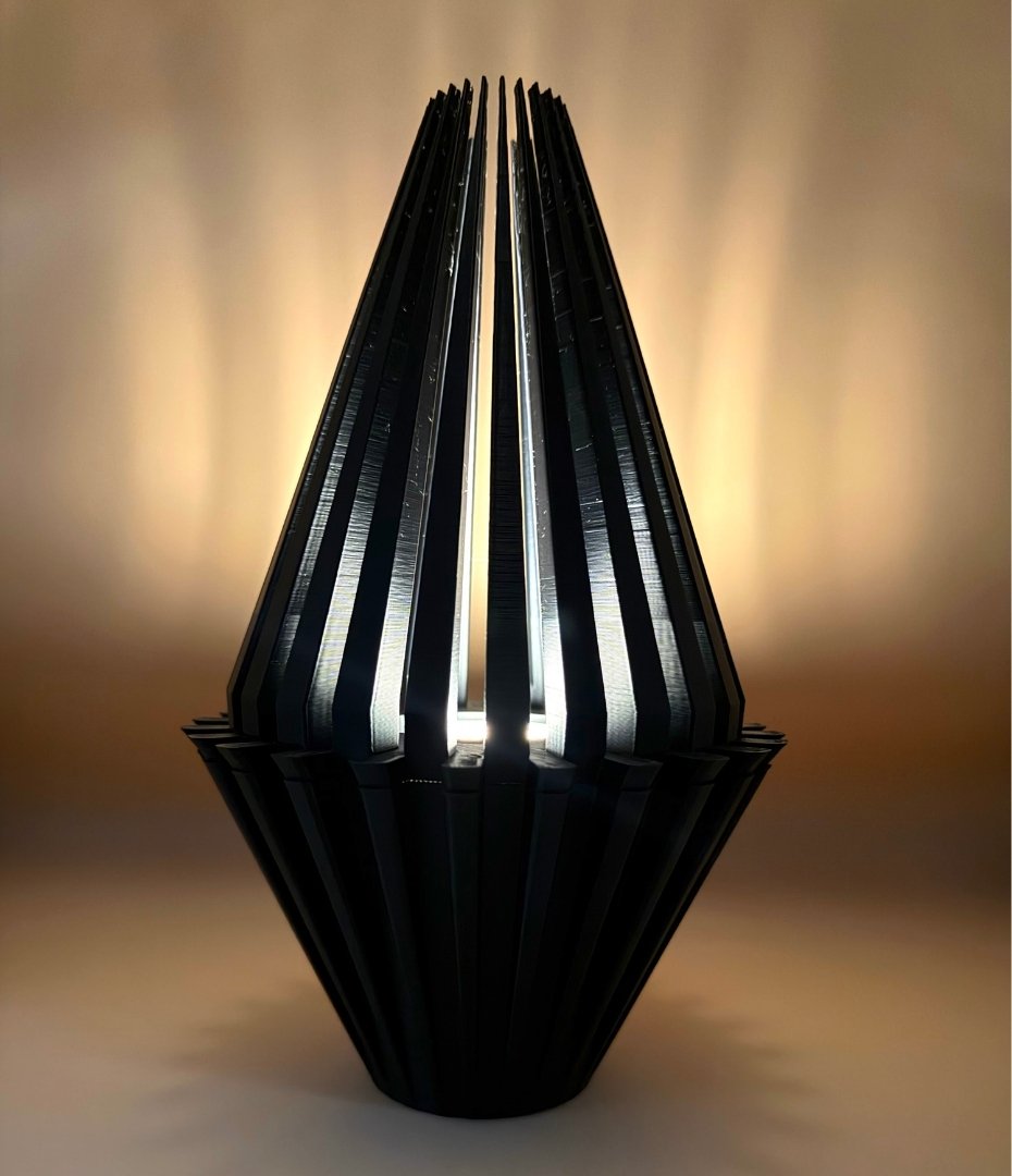 Modern Two-in-One 3D Printed Vase Lamp UK with geometric design and warm ambient LED lighting