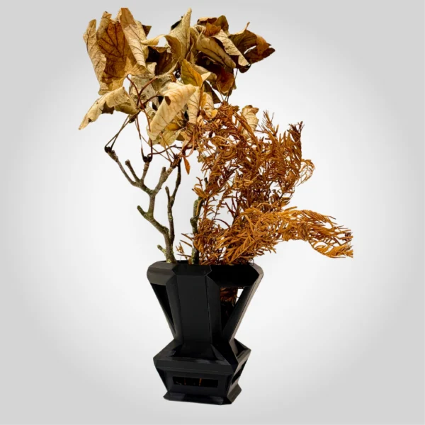 Architectural Black Vase – Bold 3D Printed Art Sculpture for Modern & Stylish Interiors